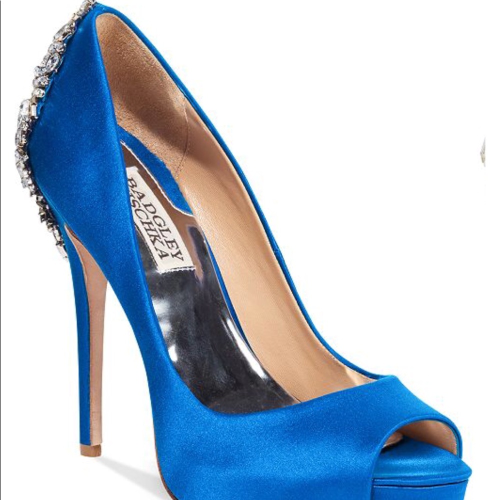 Bradgley Mischka evening wedding peep toe pumps.
